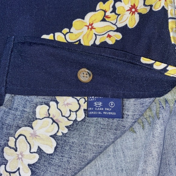 Vintage TOMMY HILFIGER Camp Shirt Size XL Navy Blue Hawaiian Hula Girl Lei Rayon - Picture 5 of 8